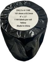 Compatible Zebra 101.6mm x 63.5mm Yellow Shipping Paper Label Roll - 1100 Labels (ZA4x2.5-1100) 25mm Core