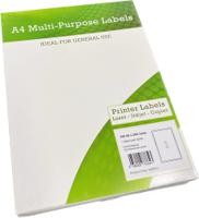Alpa-Cartridge A4 Multipurpose Labels 1 Per Sheet 199.6 x 289mm (White) Pk of 100 