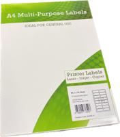 Alpa-Cartridge A4 Multipurpose Labels 16 Per Sheet 99.1 x 34mm (White) Pk of 100