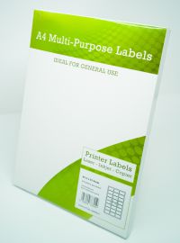 Alpa-Cartridge A4 Multipurpose Labels 24 Per Sheet 64 x 33.9mm (White) Pk of 100