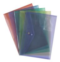 Plastic Wallets UP A4 Assorted Colour Popper Wallets (5)  