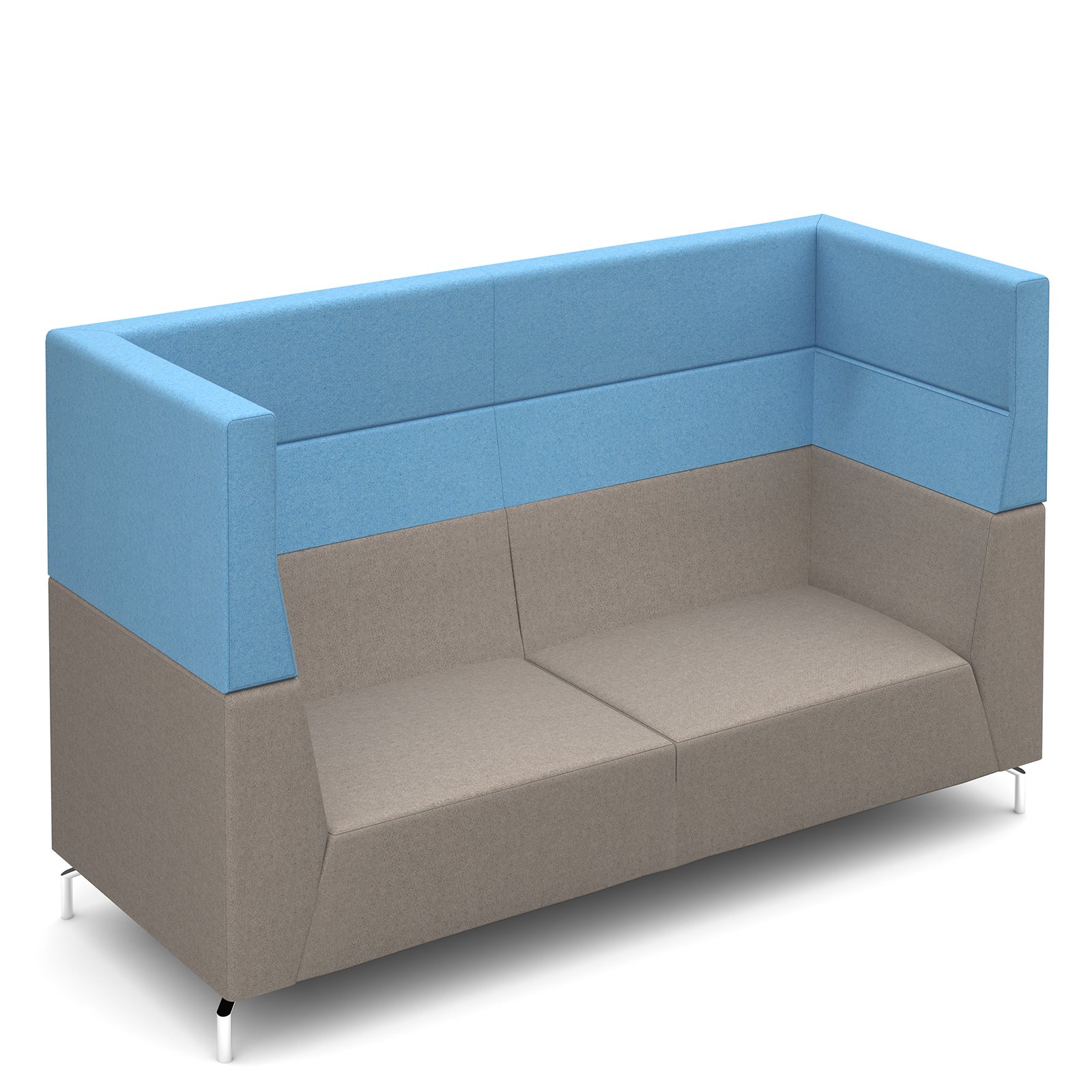 Alban high back three seater sofa with chrome legs