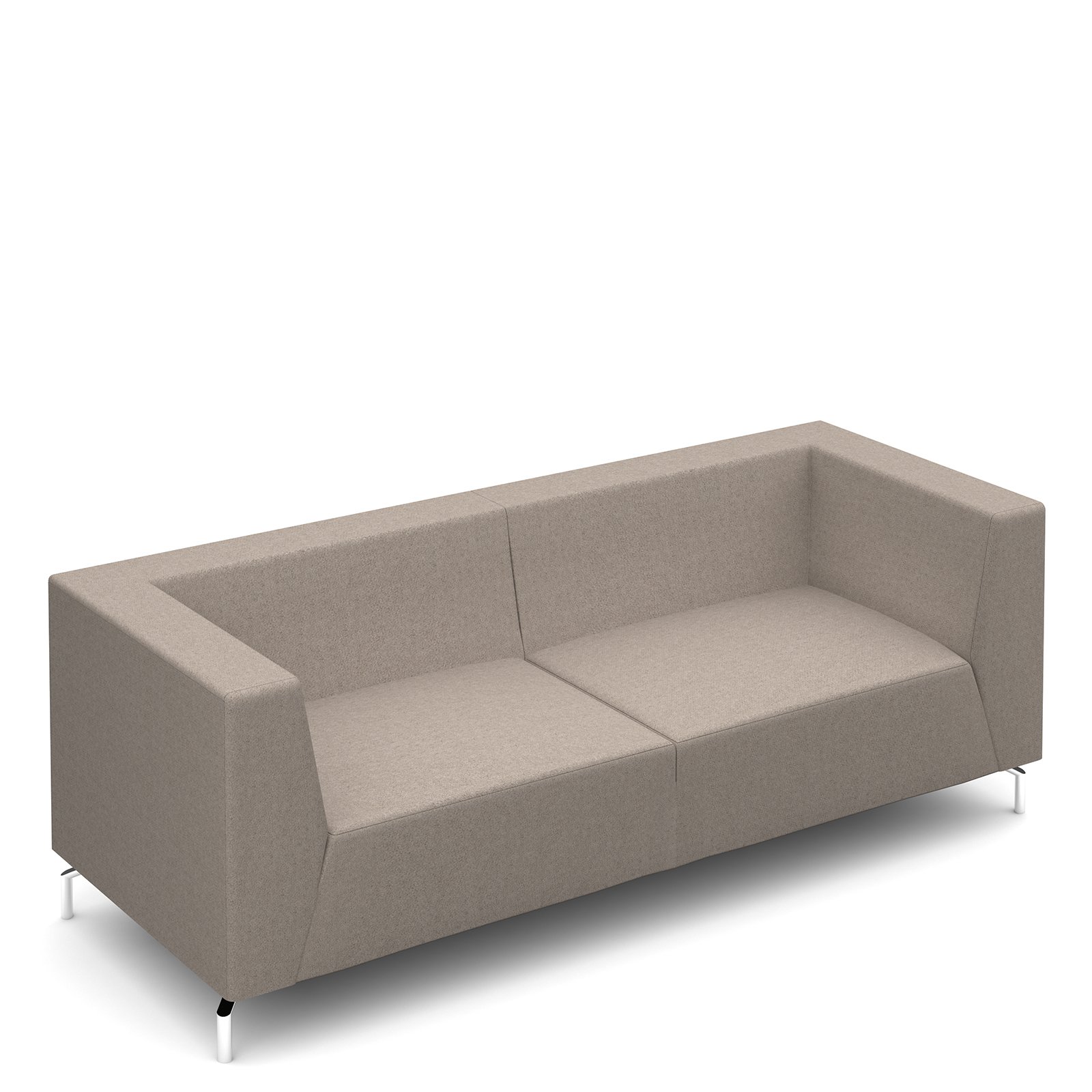 Alban low back three seater sofa with chrome legs