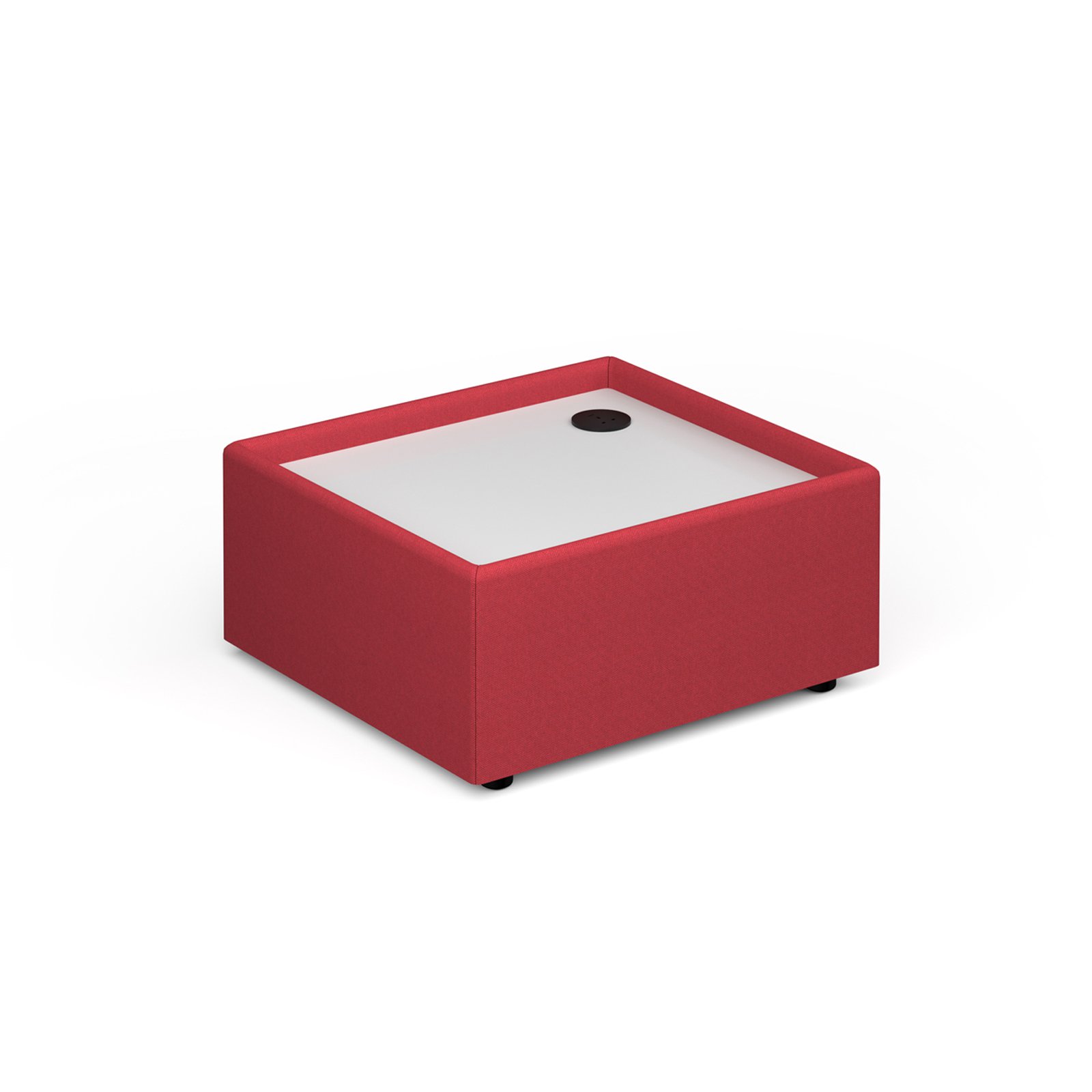 Alto modular reception seating wooden table with Ion power module - white top with made to order fabric base