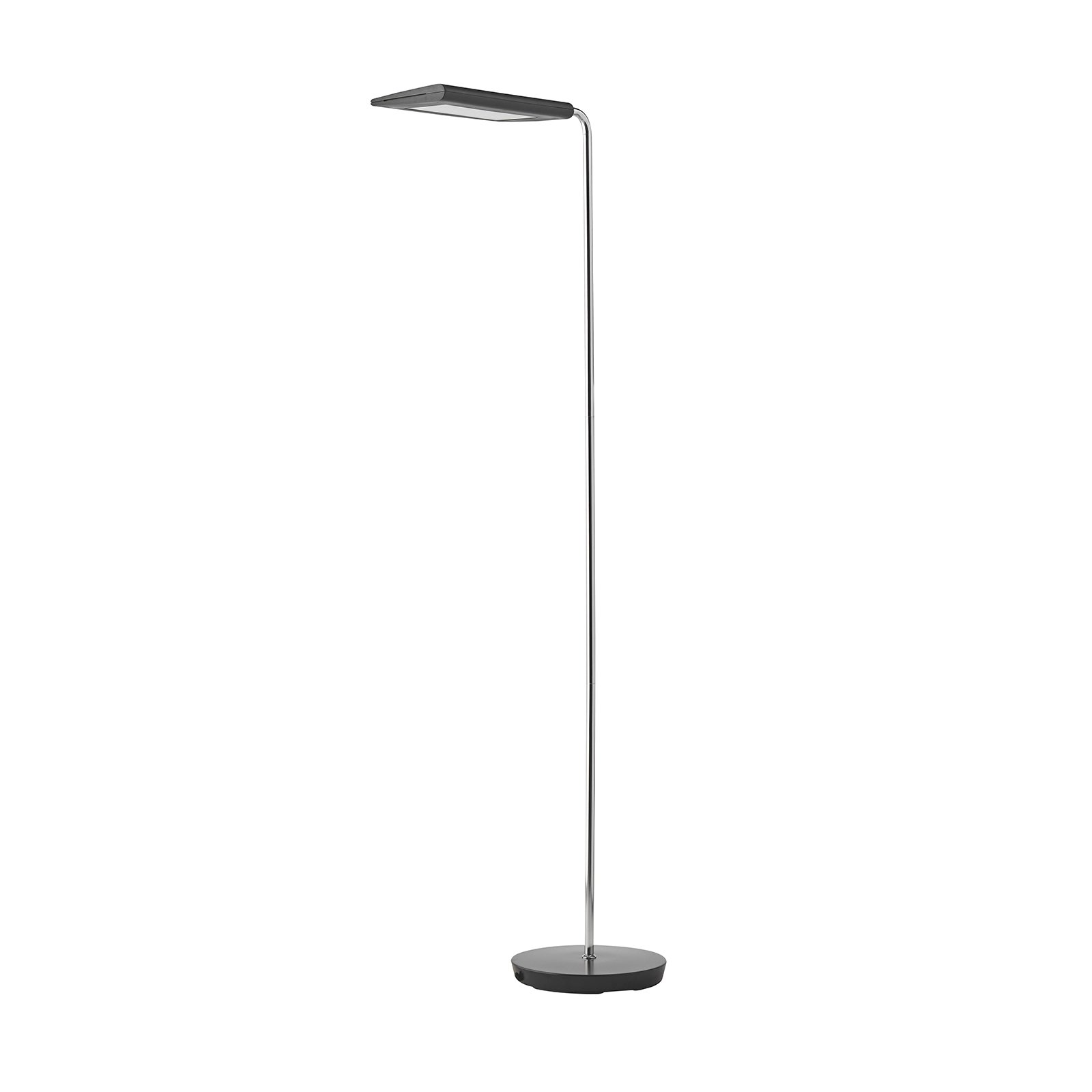 Anders LED floor lamp with swivelling head - Chrome & Black