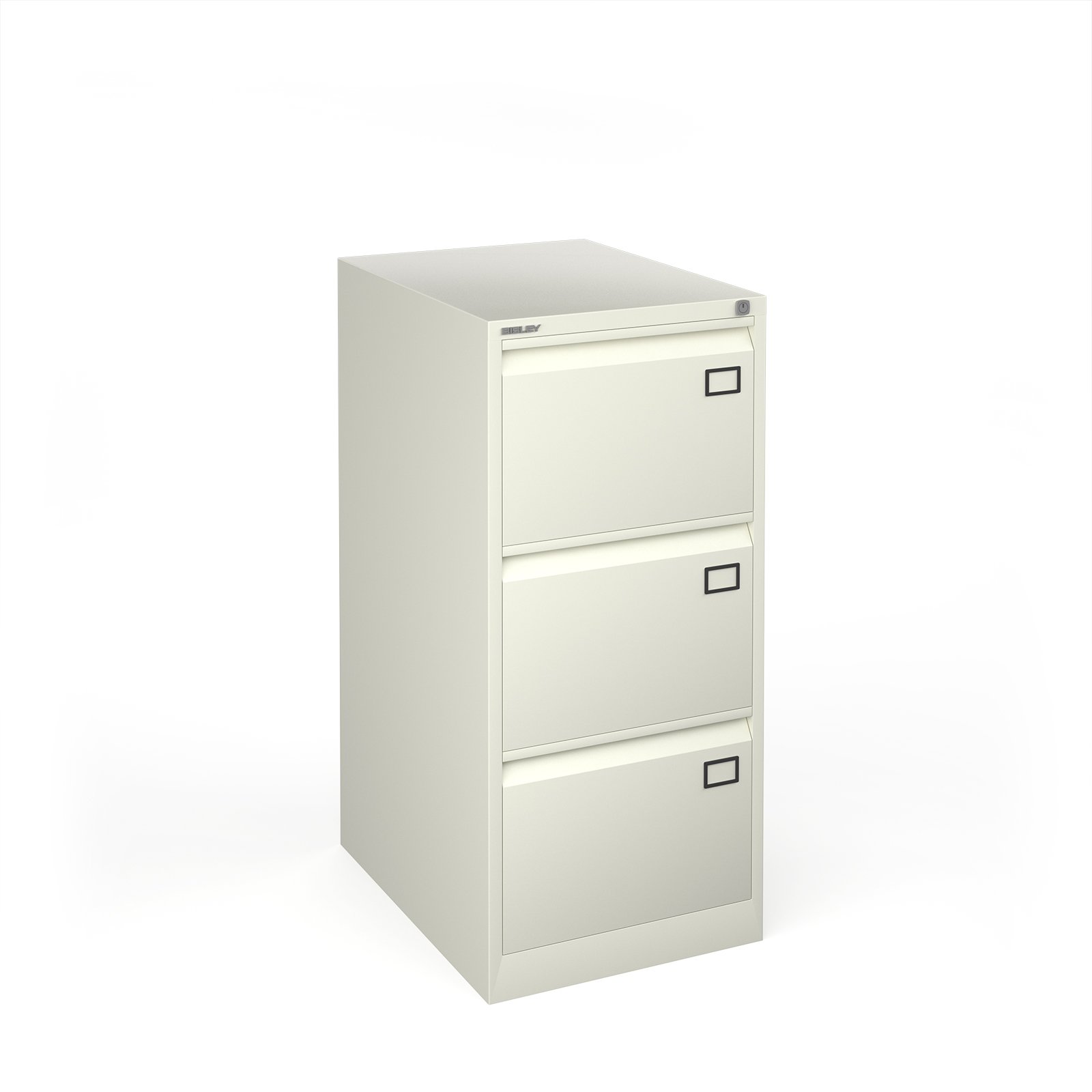 Steel 3 drawer filing cabinet 1016mm high - white
