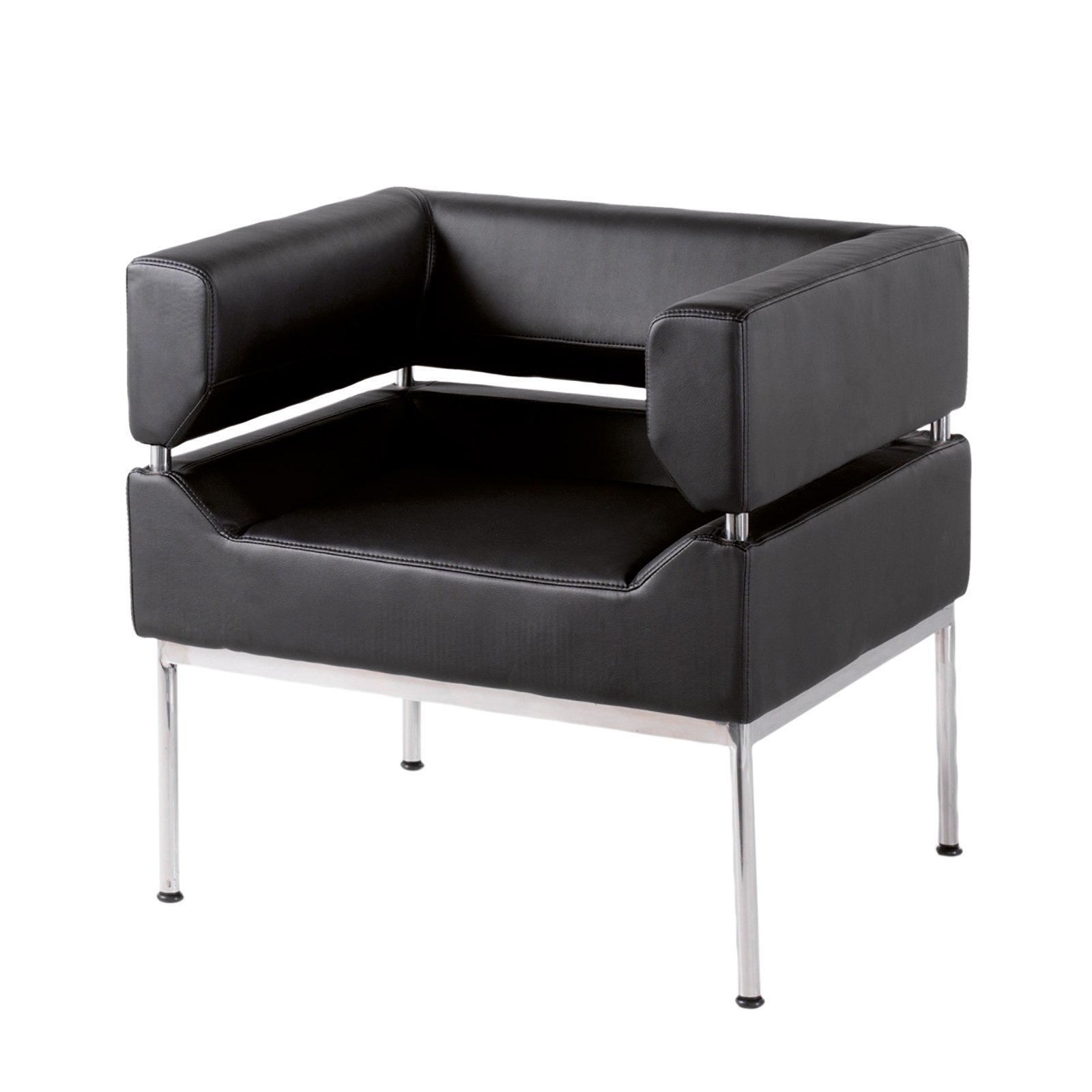 Benotto reception single tub chair 720mm wide - black bonded leather