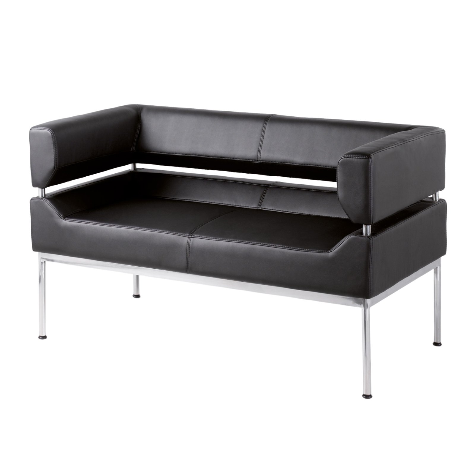 Benotto reception 2 seater chair 1270mm wide - black bonded leather