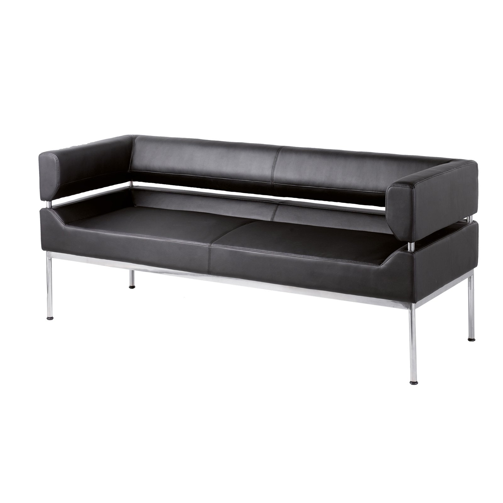 Benotto reception 3 seater chair 1770mm wide - black bonded leather