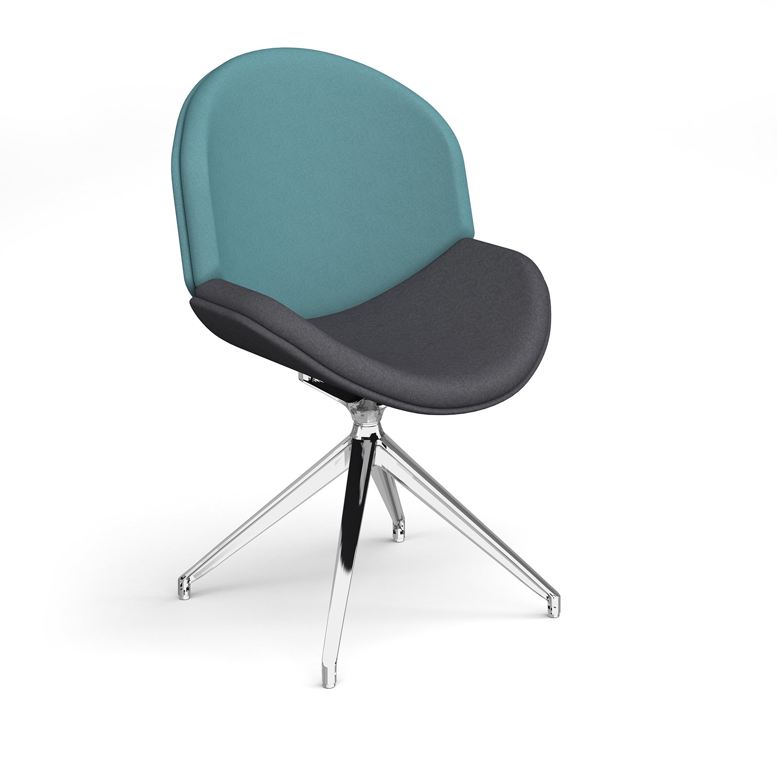 Shout fully upholstered lounge chair with chrome pyramid base
