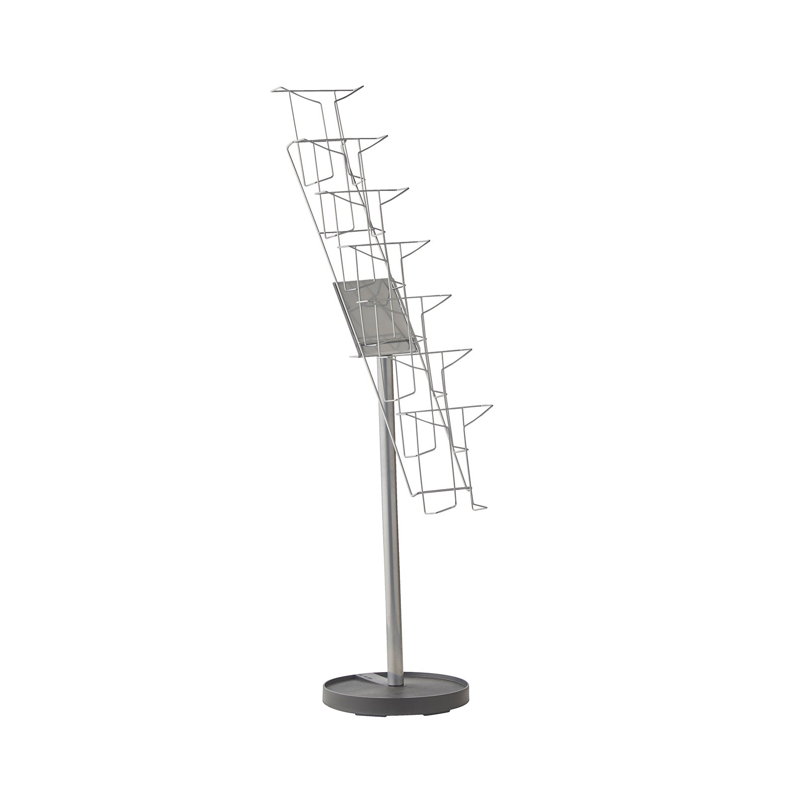 Cass floor standing steel & wire display unit 7x A4 compartments - Silver