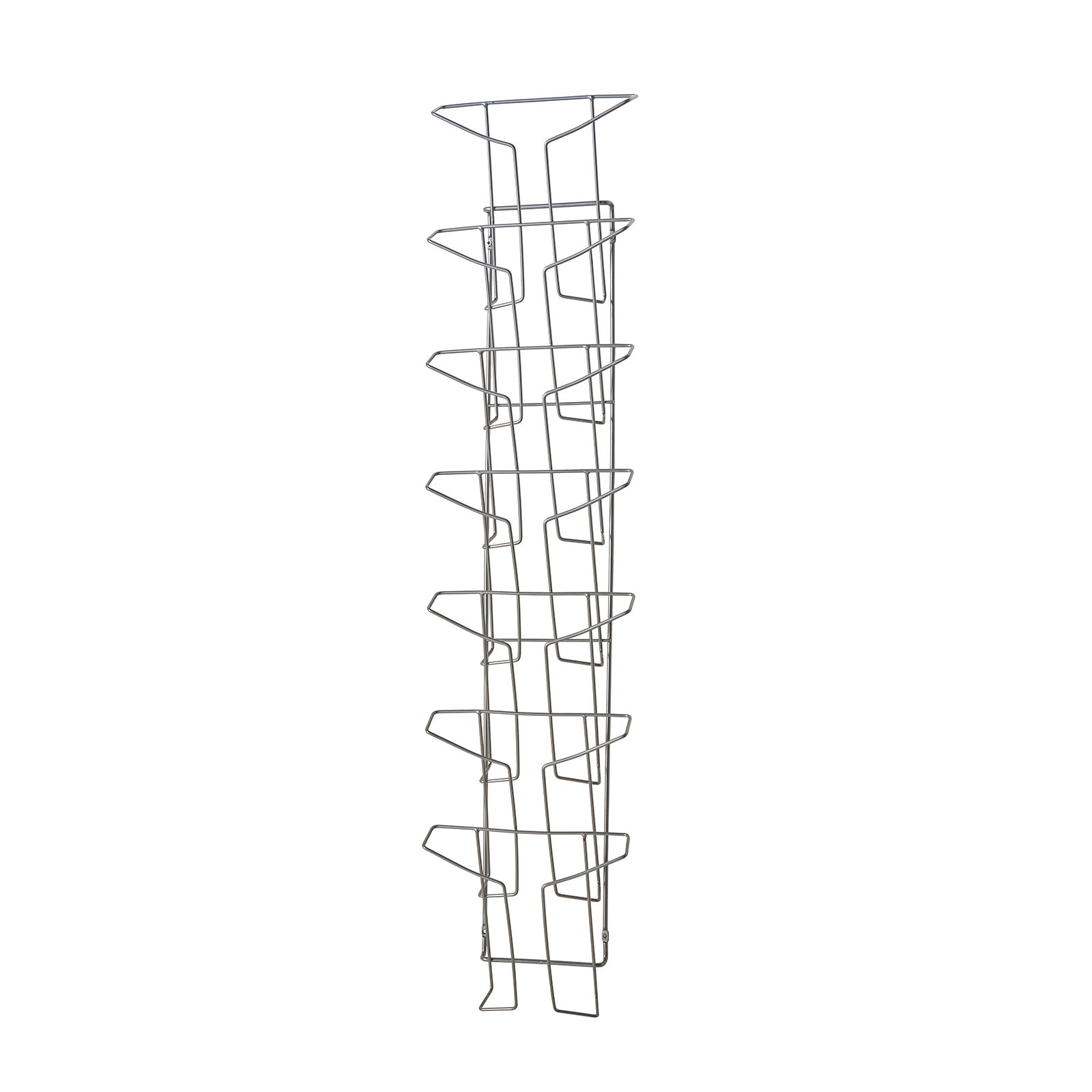 Cass wall mounted steel & wire display unit 7x A4 compartments - Silver
