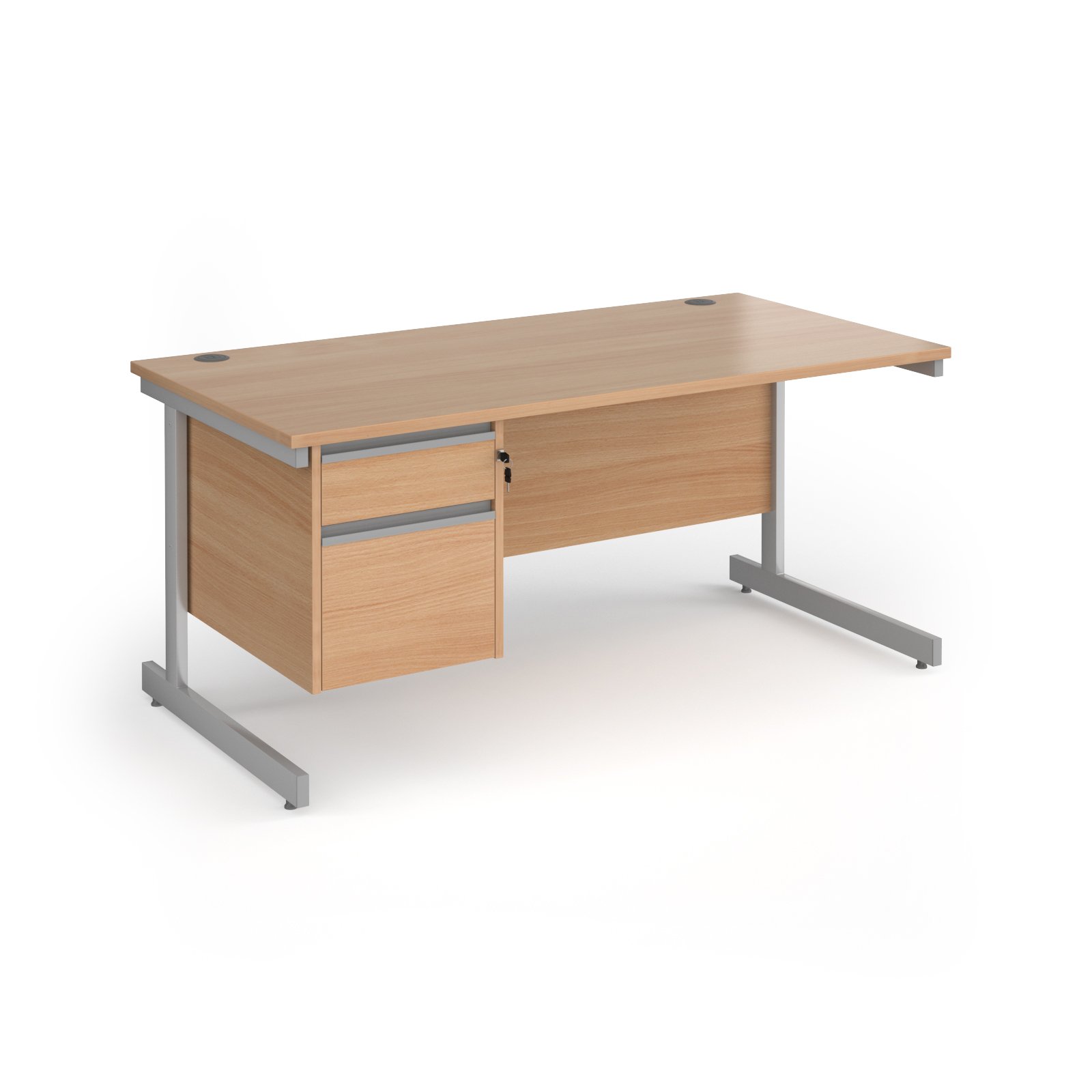 Contract 25 cantilever leg straight desk with 2 drawer pedestal