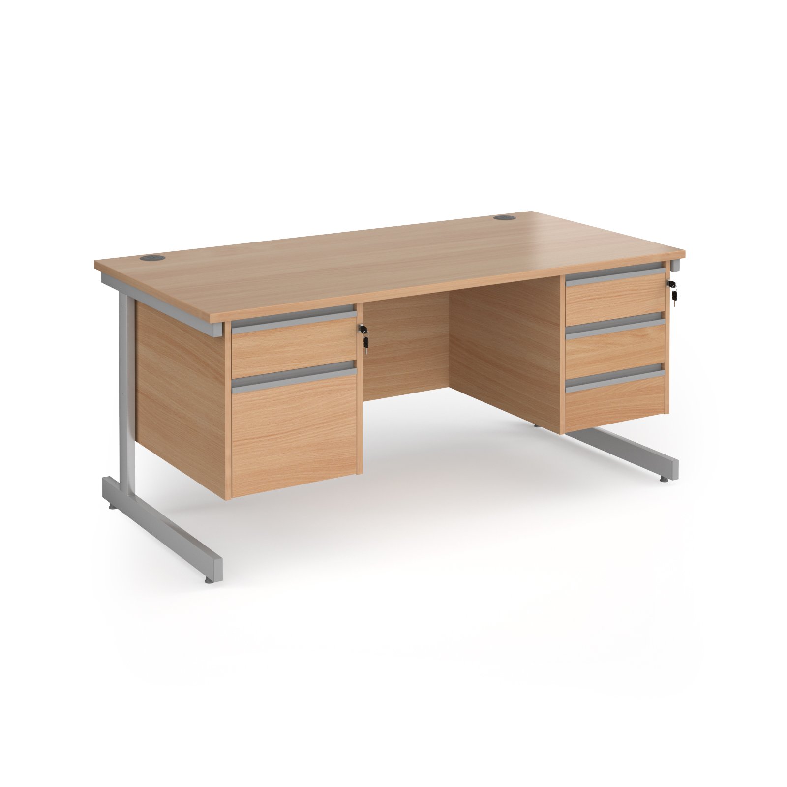 Contract 25 cantilever leg straight desk with 2 and 3 drawer peds