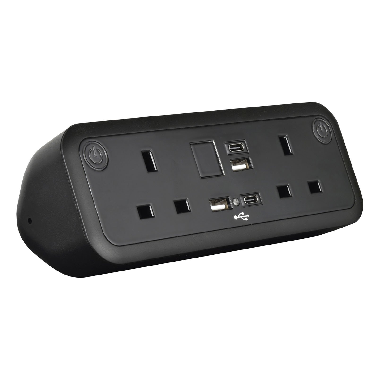 Comet desk top power module 2 x UK sockets, USB A&C fast charge - Black