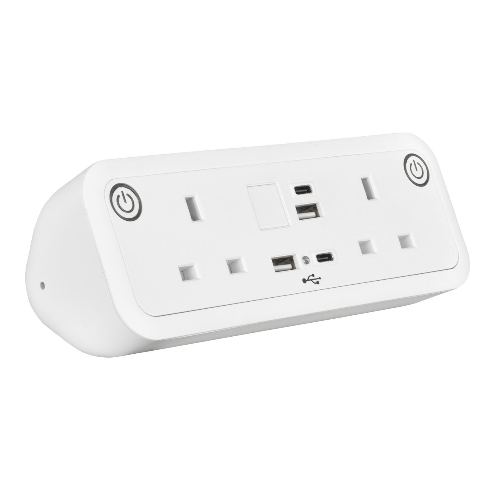 Comet desk top power module 2 x UK sockets, USB A&C fast charge - White