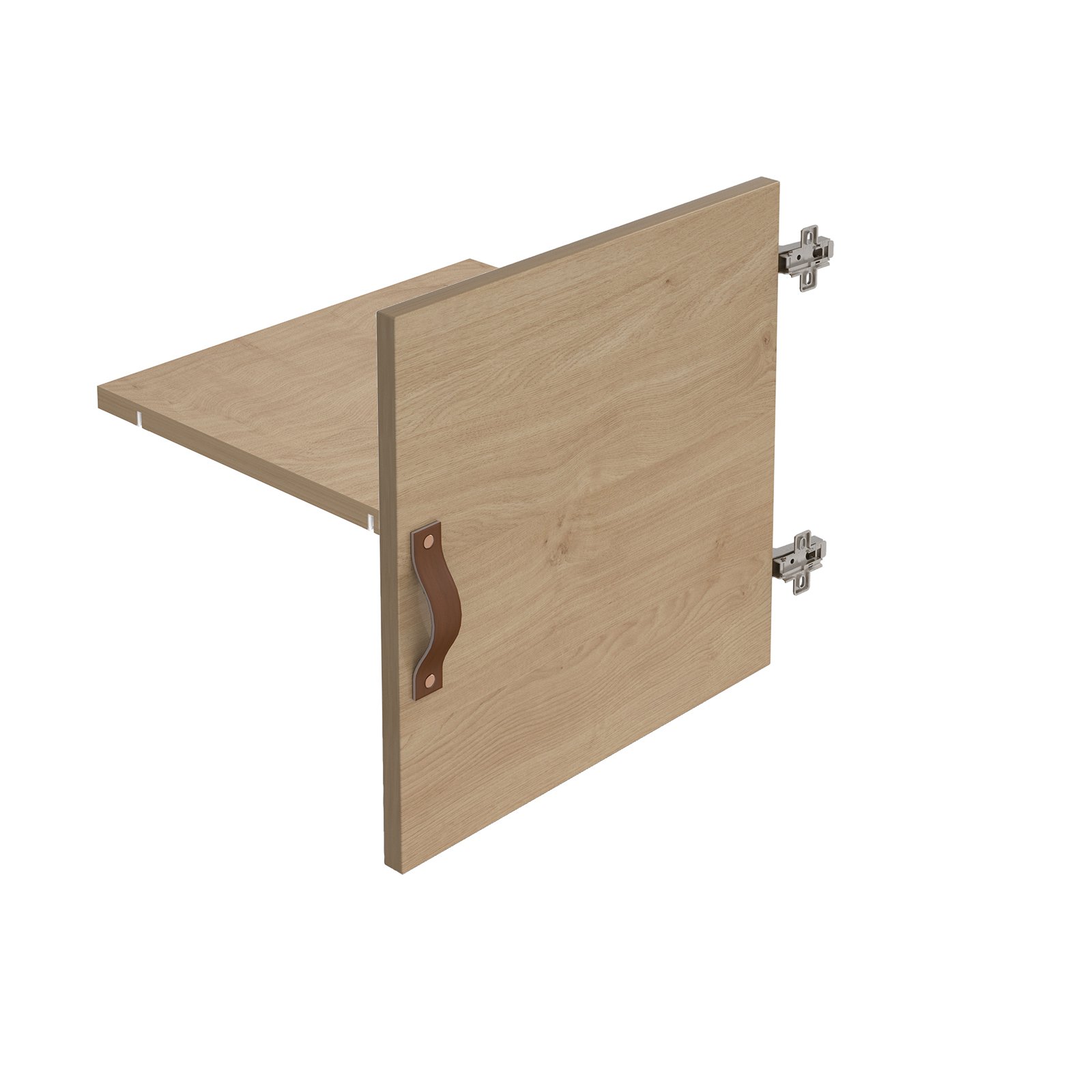 Storage unit insert - cupboard with leather strap handle and inner shelf