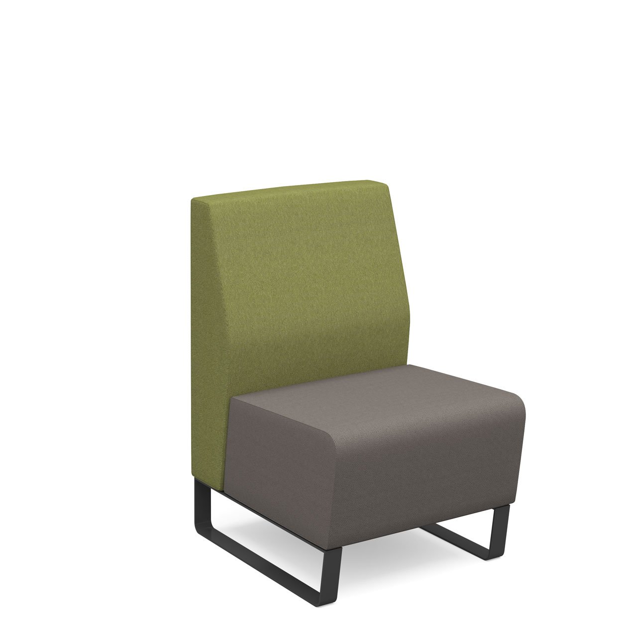 Encore modular single seater low back sofa with no arms and black sled frame