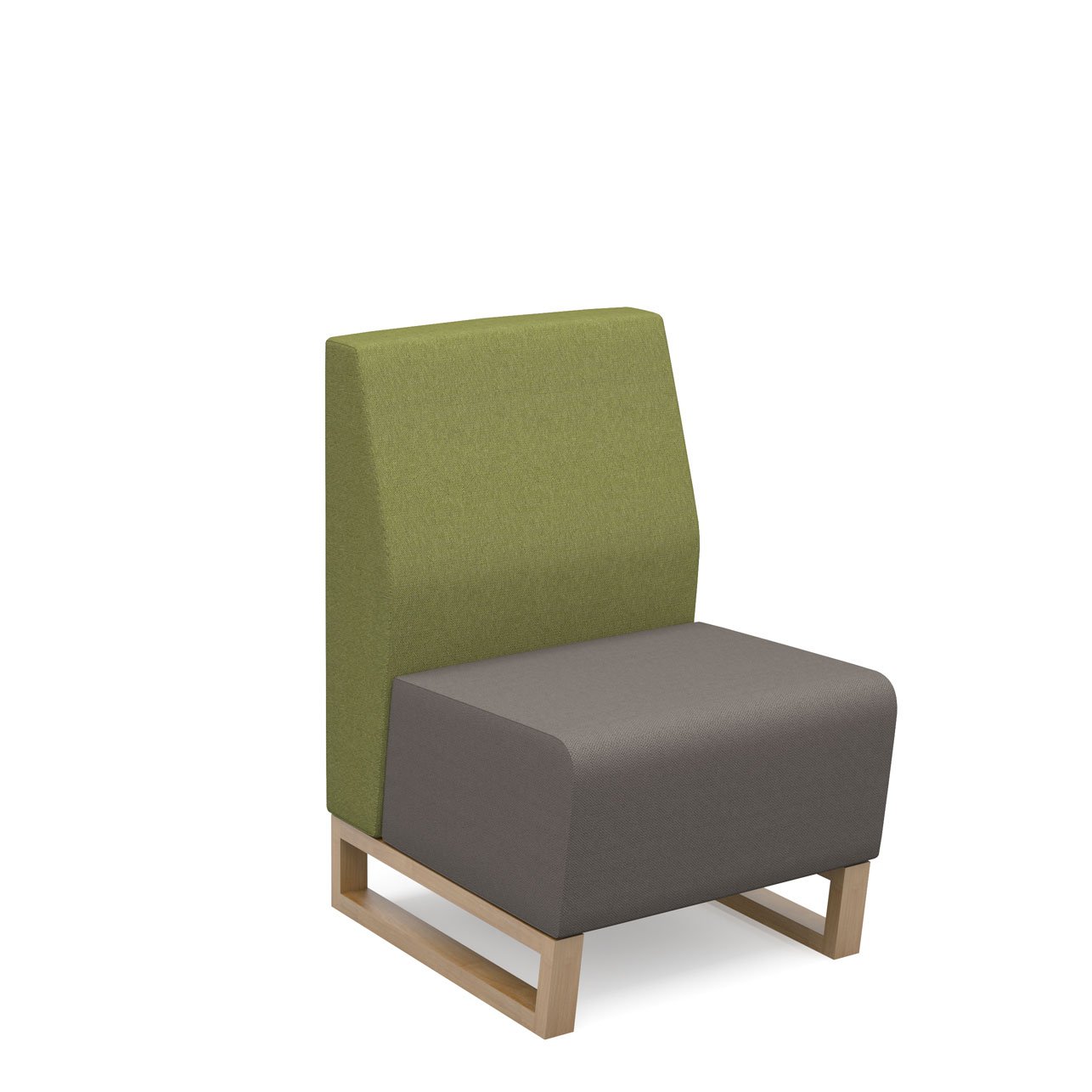Encore modular single seater low back sofa with no arms and wooden sled frame