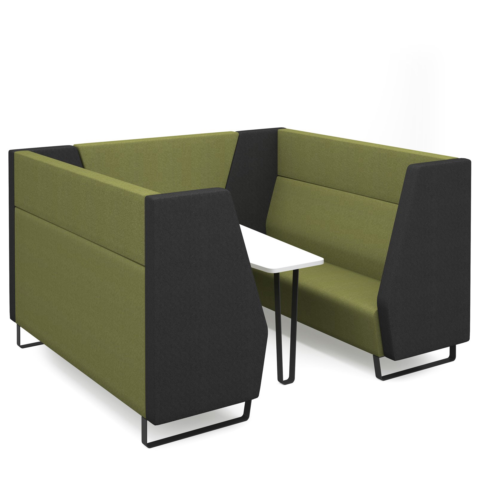 Encore high back 6 person meeting booth with table and black sled frame - made to order