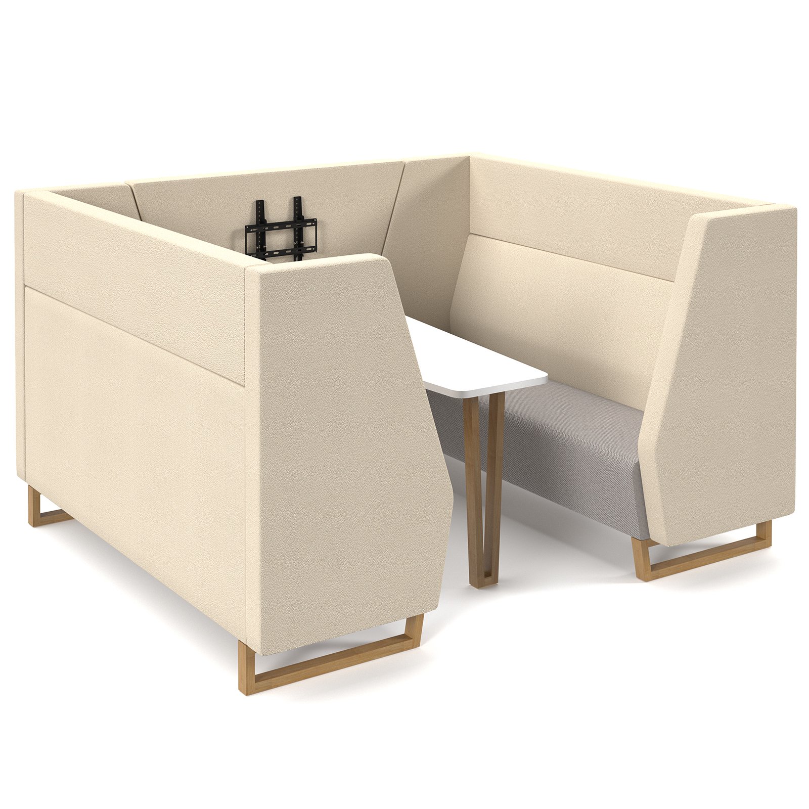 Encore high back 6 person meeting booth with table and wooden sled frame - made to order