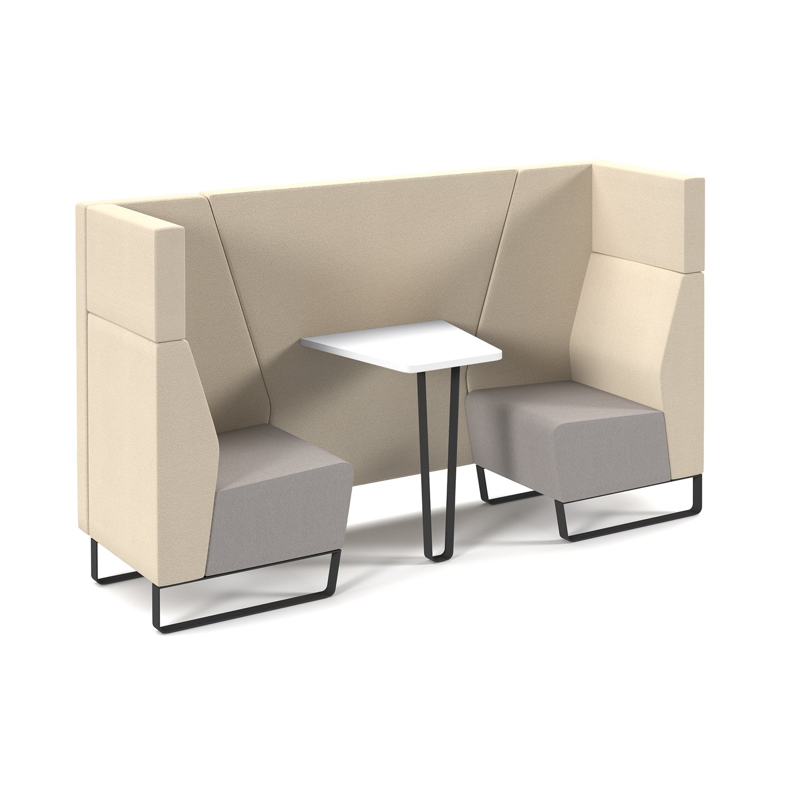 Encore open high back 2 person meeting booth with table and black sled frame - made to order
