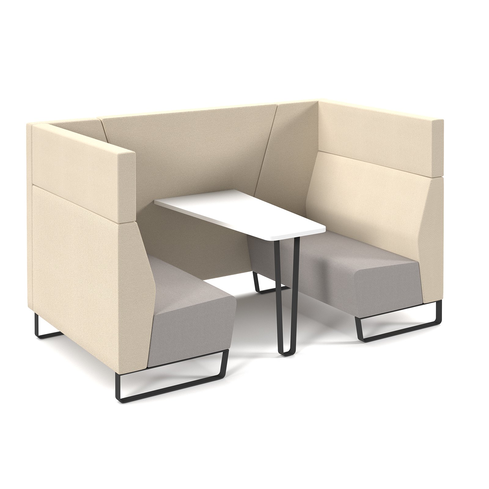 Encore open high back 4 person meeting booth with table and black sled frame - made to order