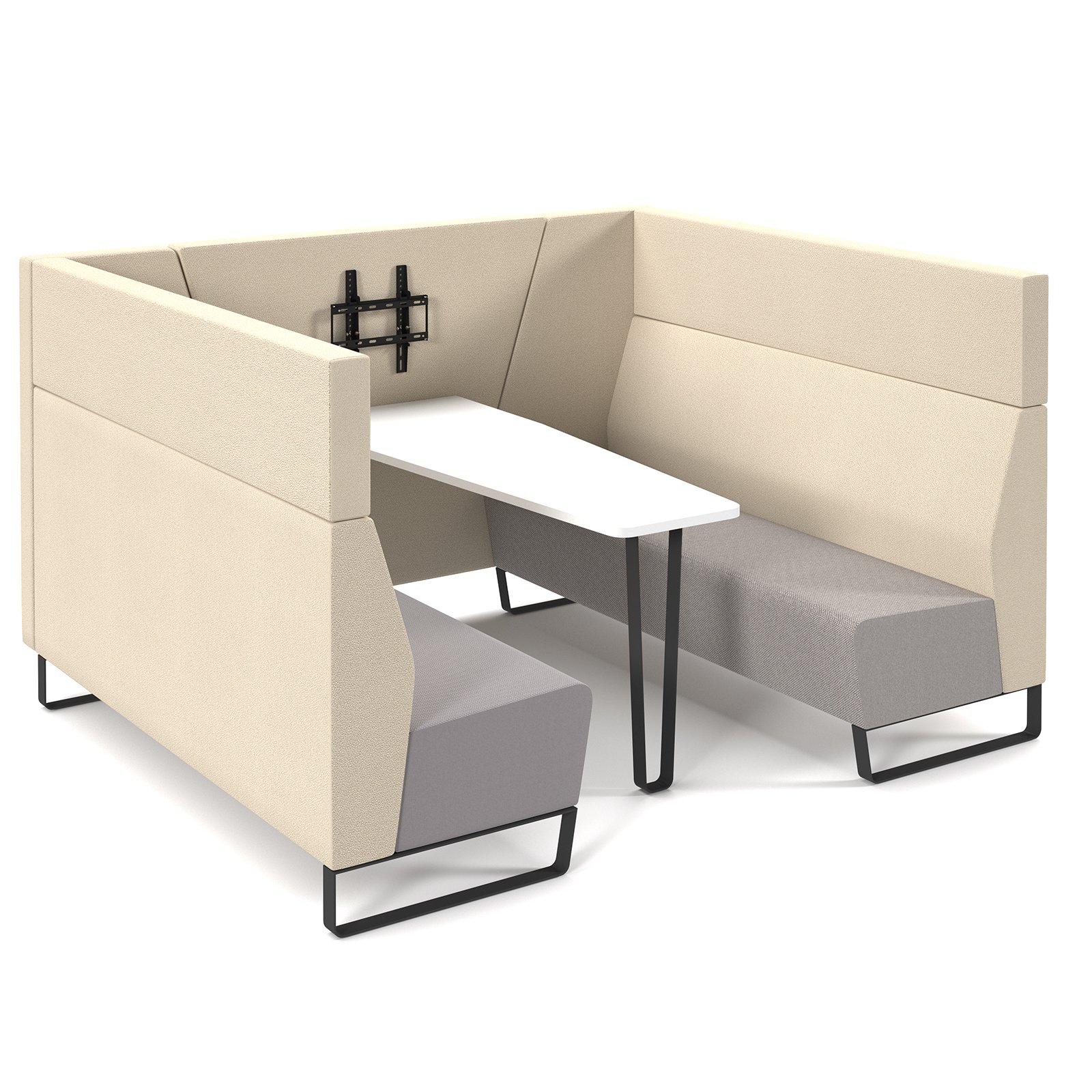 Encore open high back 6 person meeting booth with table and black sled frame - made to order