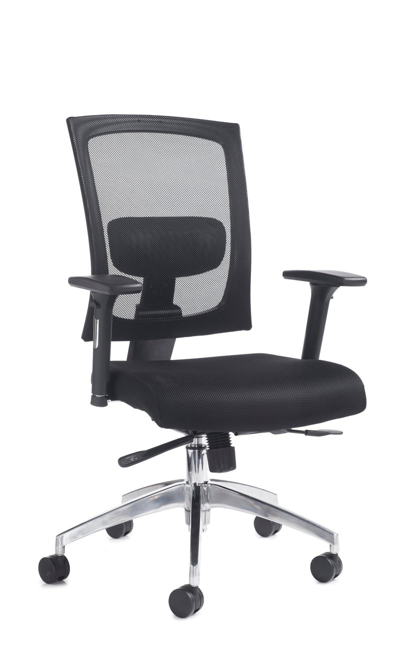 Gemini mesh task chair with adjustable arms - black
