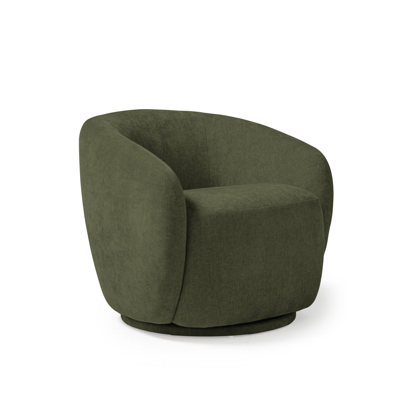 Grace single swivel club chair in olive green