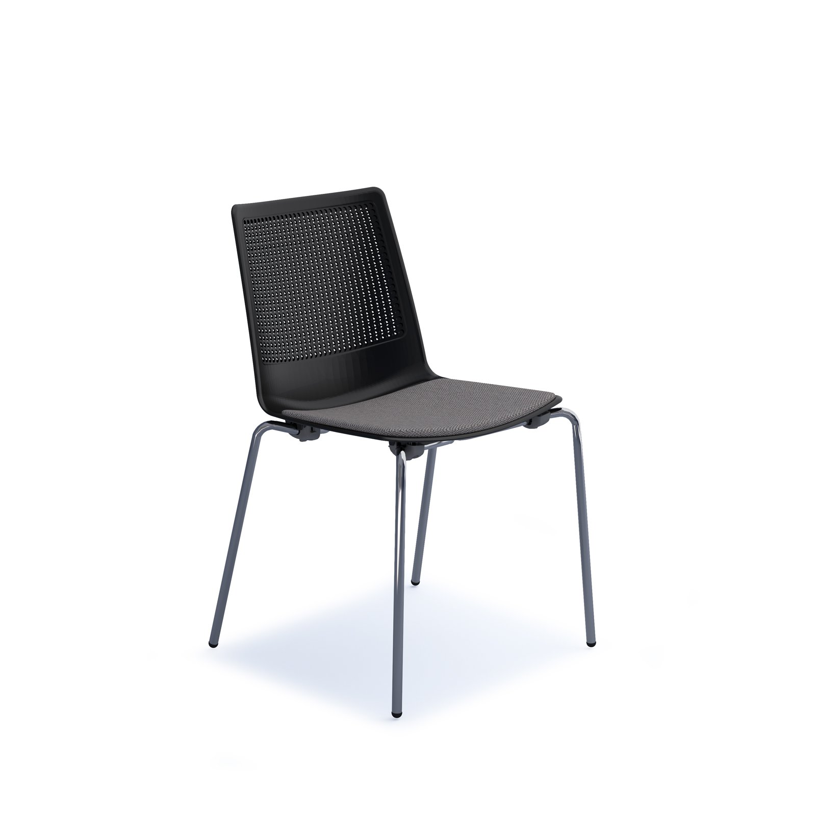 Harmony multi-purpose chair with seat pad and chrome 4 leg frame - black