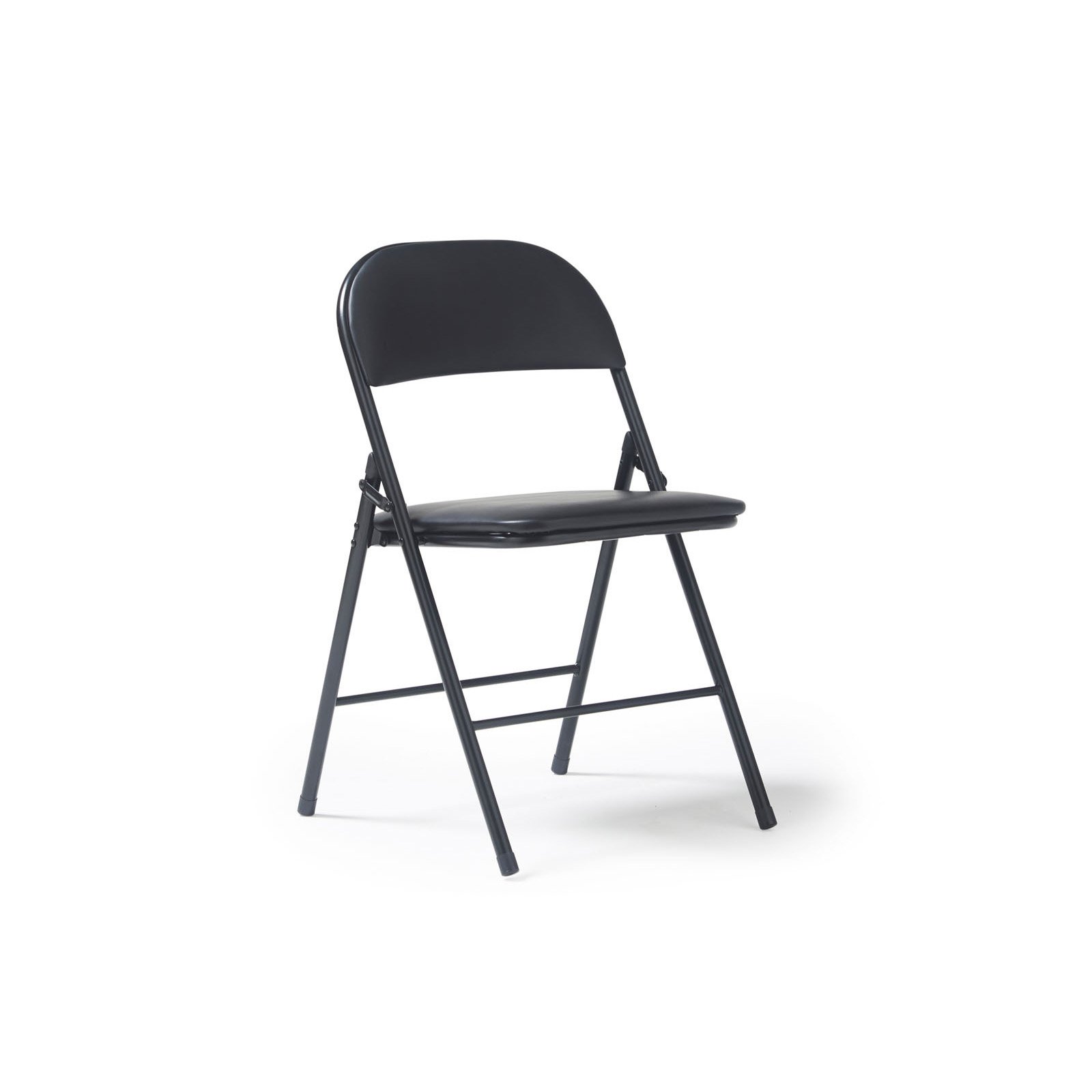 Kava steel folding chair with soft padded PVC seat and back - 4 Units per box - Black