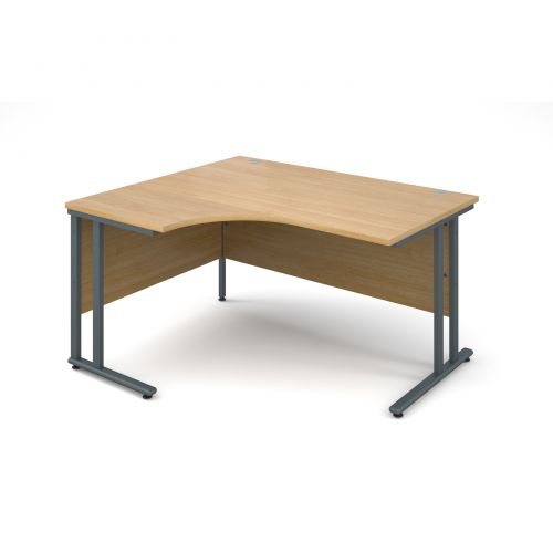 Maestro 25 GL left hand ergonomic desk 1400mm - graphite cantilever frame, oak top