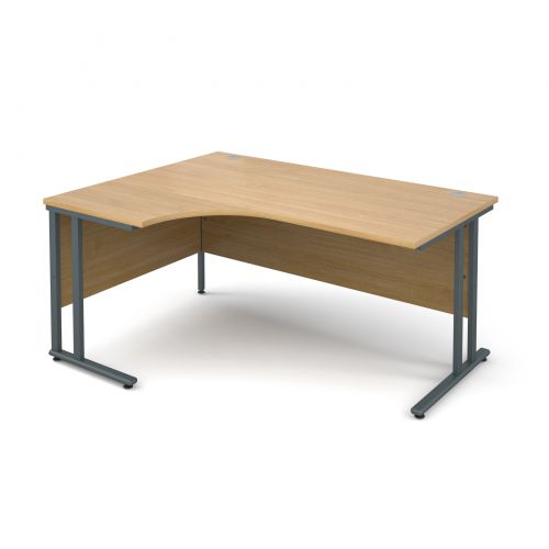 Maestro 25 GL left hand ergonomic desk 1600mm - graphite cantilever frame, oak top