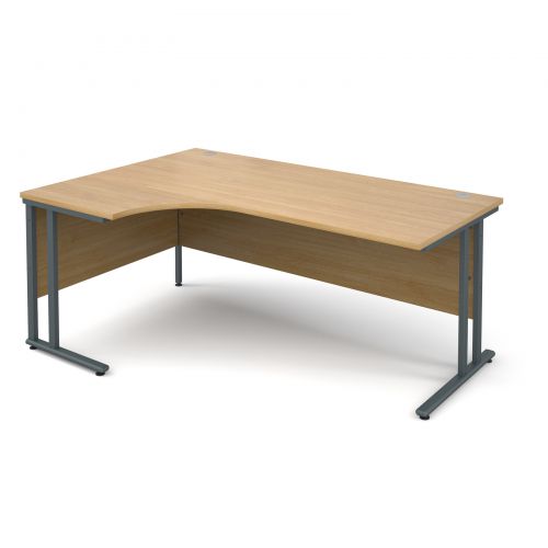 Maestro 25 GL left hand ergonomic desk 1800mm - graphite cantilever frame, oak top