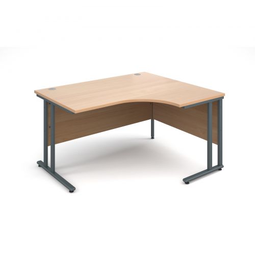 Maestro 25 GL right hand ergonomic desk 1400mm - graphite cantilever frame, beech top