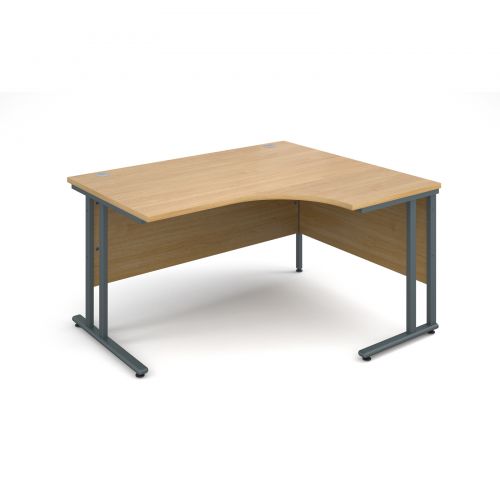 Maestro 25 GL right hand ergonomic desk 1400mm - graphite cantilever frame, oak top