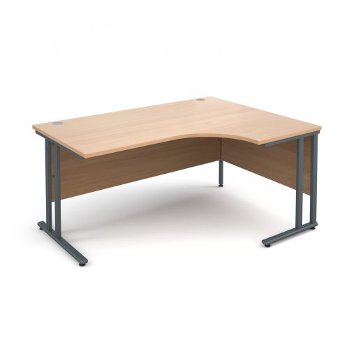 Maestro 25 GL right hand ergonomic desk 1600mm - graphite cantilever frame, beech top