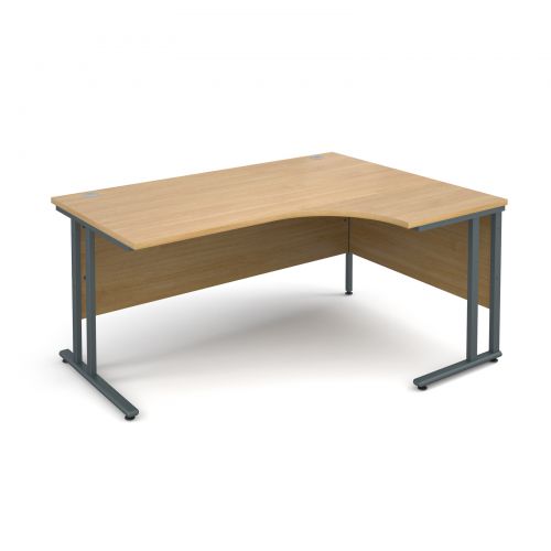 Maestro 25 GL right hand ergonomic desk 1600mm - graphite cantilever frame, oak top