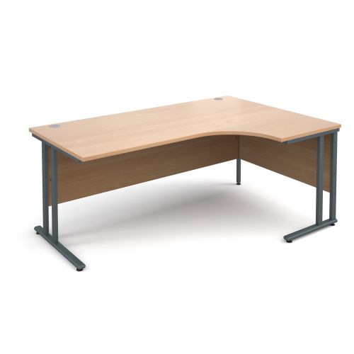 Maestro 25 GL right hand ergonomic desk 1800mm - graphite cantilever frame, beech top