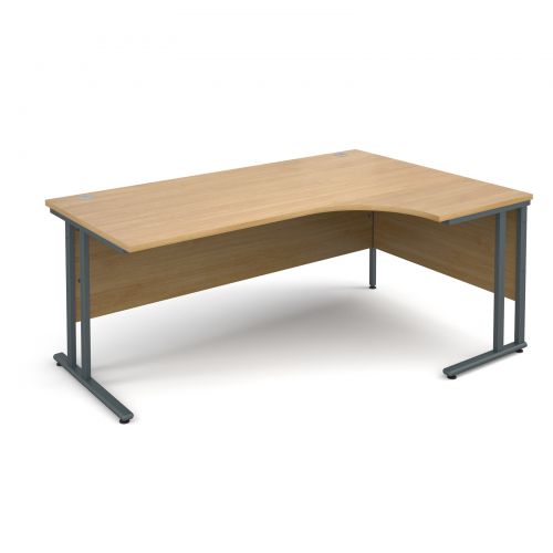 Maestro 25 GL right hand ergonomic desk 1800mm - graphite cantilever frame, oak top