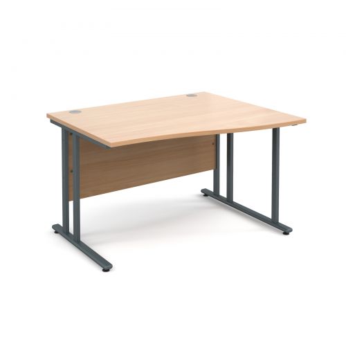 Maestro 25 Gl Right Hand Wave Desk 1200mm Graphite Cantilever Maestro 25 Gl Right Hand Wave Desk 1200mm Graphite Cantilever Frame Beech Top