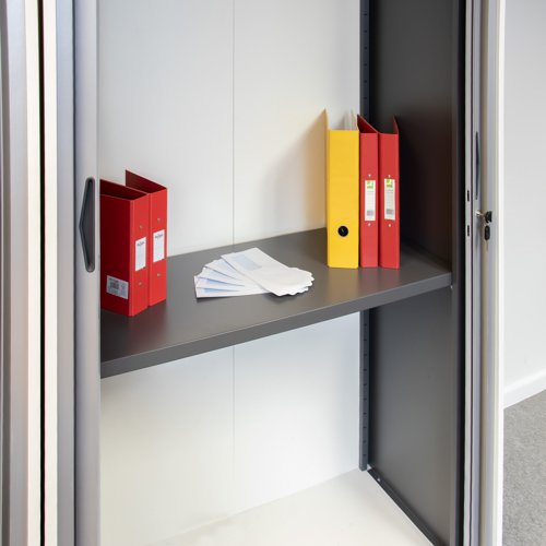 Plain steel shelf internal fitment for systems storage - graphite grey