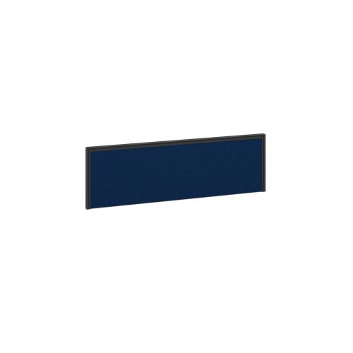 Straight fabric desktop screen 1200mm x 380mm - blue fabric with black aluminium frame