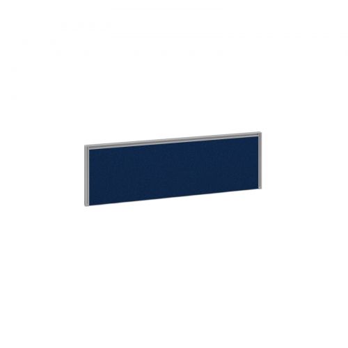 Straight fabric desktop screen 1200mm x 380mm - blue fabric with silver aluminium frame