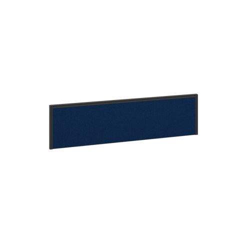 Straight fabric desktop screen 1400mm x 380mm - blue fabric with black aluminium frame