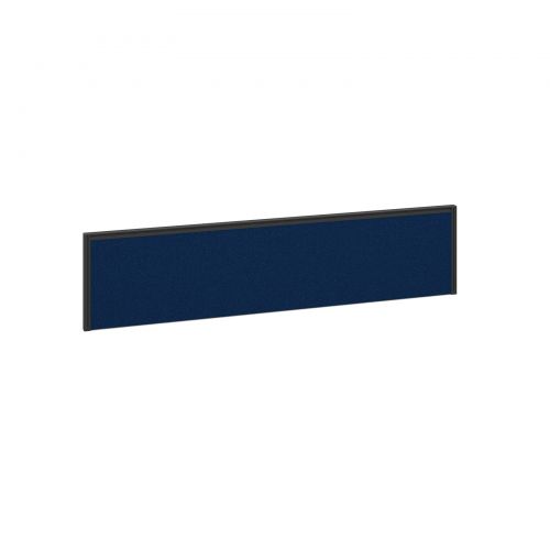 Straight fabric desktop screen 1600mm x 380mm - blue fabric with black aluminium frame