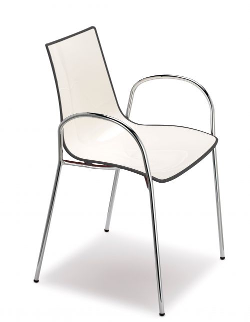 Gecko shell dining chair with chrome legs and arms - anthracite
