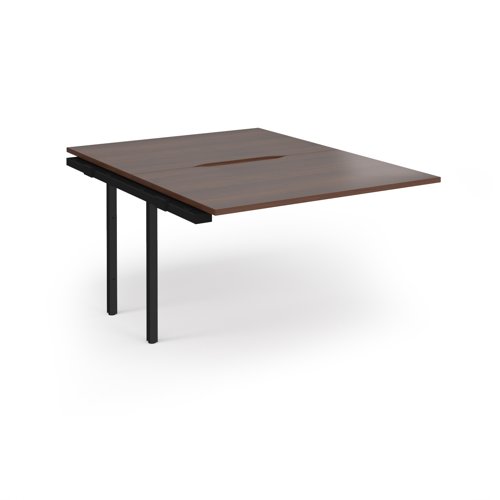 Connex Angled 1200 x 1600 x 725mm Back to Back Add On Bay - Black Frame / Walnut Top