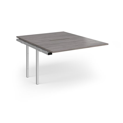 Connex Angled 1200 x 1600 x 725mm Back to Back Add On Bay - Silver Frame / Grey Oak Top